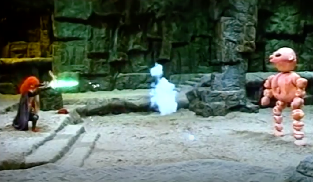 King Devil faces-off against the peach-creature!