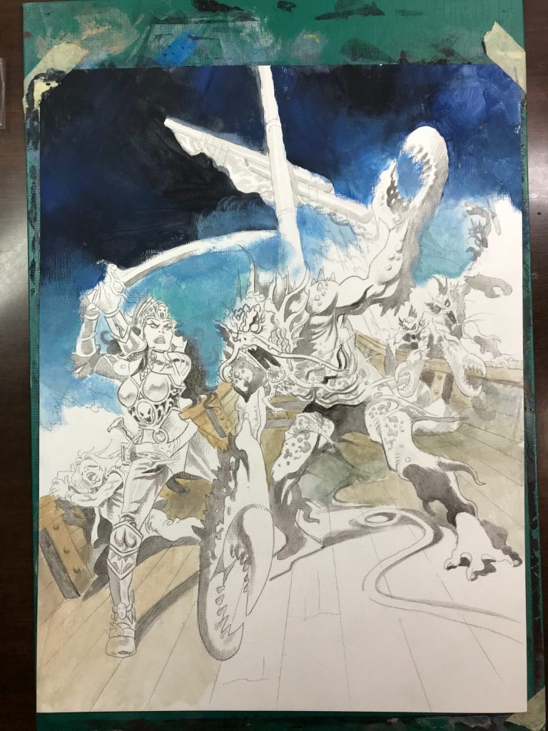 The painting begins...