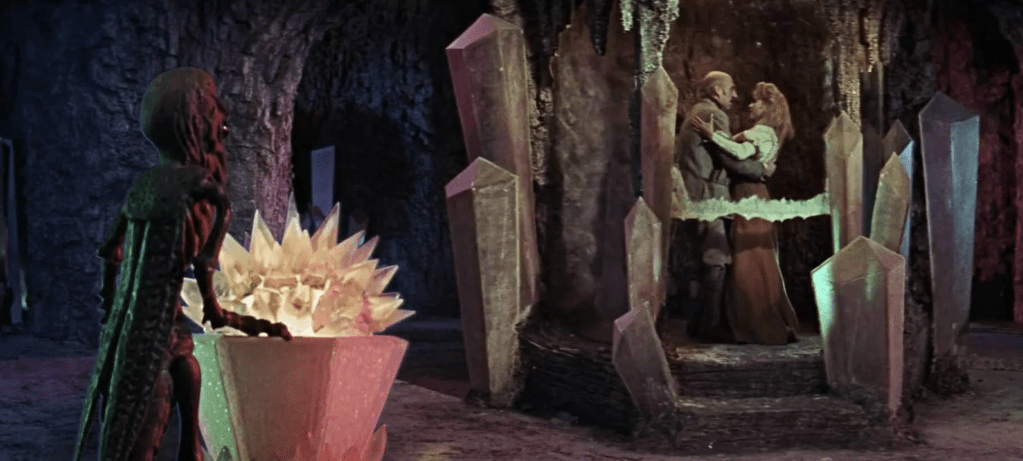 A stop-motion selenite looks on