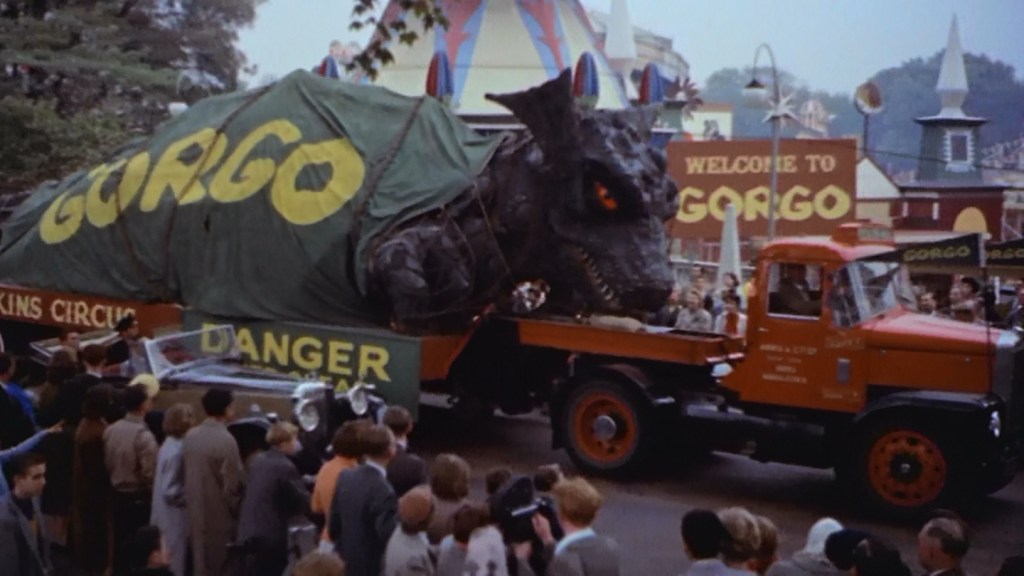 The captured baby Gorgo is driven through London