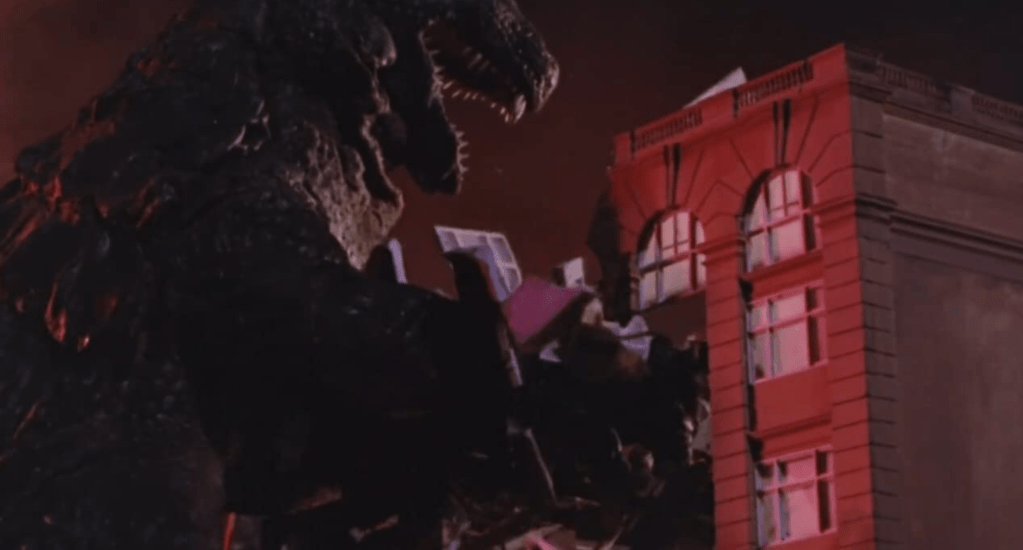 ...and momma comes to get her offspring, wrecking lots of buildings!