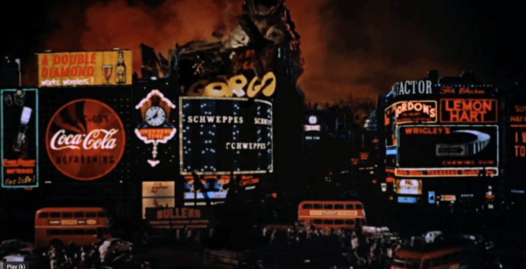 ...and wrecks the 'Gorgo' sign!