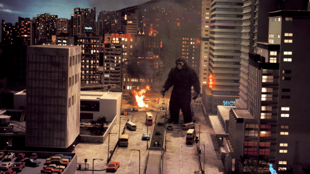 The Peking Man romps around downtown Hong Kong