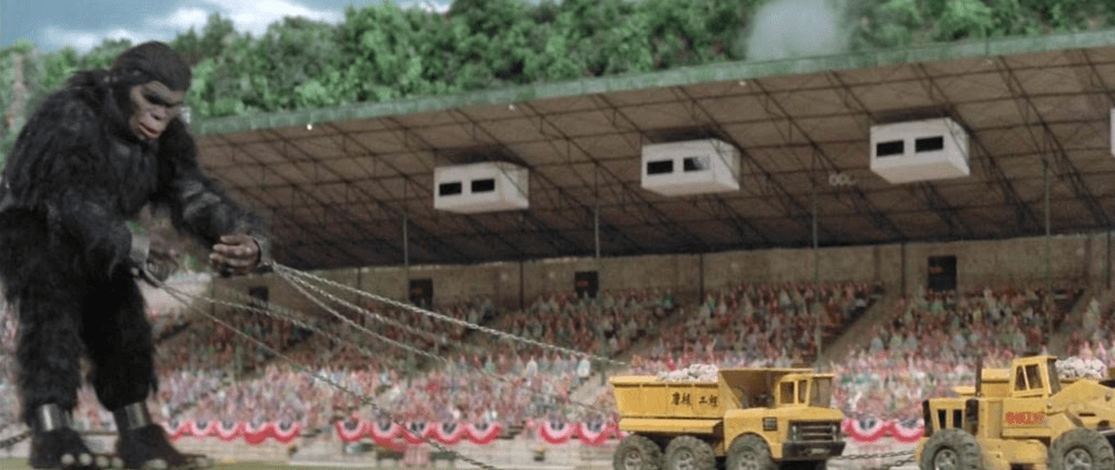 C'mon, these Tonka Toys will be no match for our hairy hero!