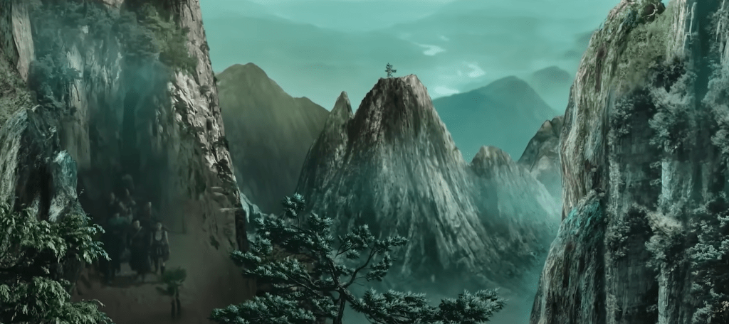 An example of the film's less than photorealistic landscape special effects
