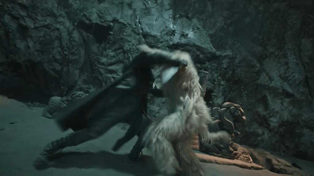 Fighting the cave-ape!