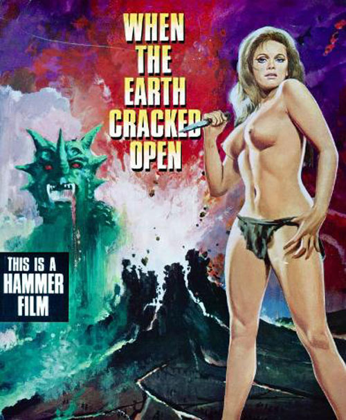 Chantrell's promotional painting depicts a cave girl and a spike-faced monster