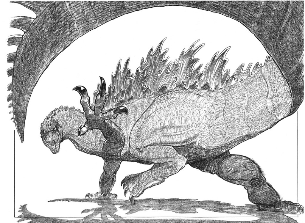 Ricardo Delgado concept drawing shows how this Godzilla would be capable of sudden bursts of speed when it was needed
