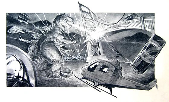 Godzilla zaps the Golden Gate Bridge!