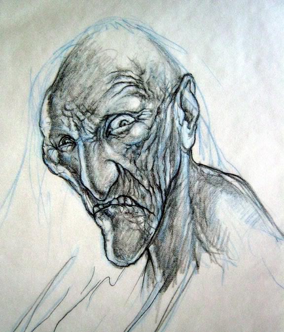 Early concept sketch of the Hag’s face