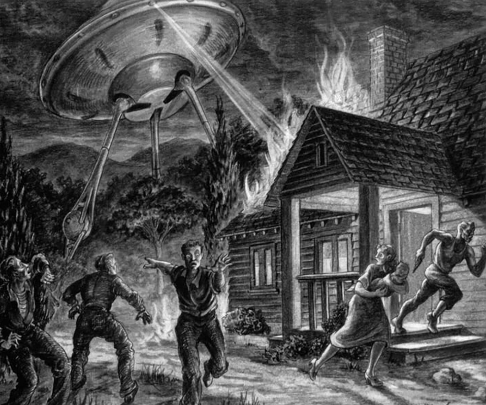 A house gets scorched by a tripod's heat ray!