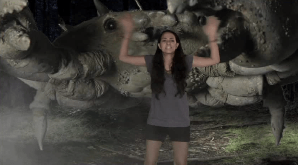 Here's a shot of Michelle Simone Miller and the stop-motion crab...