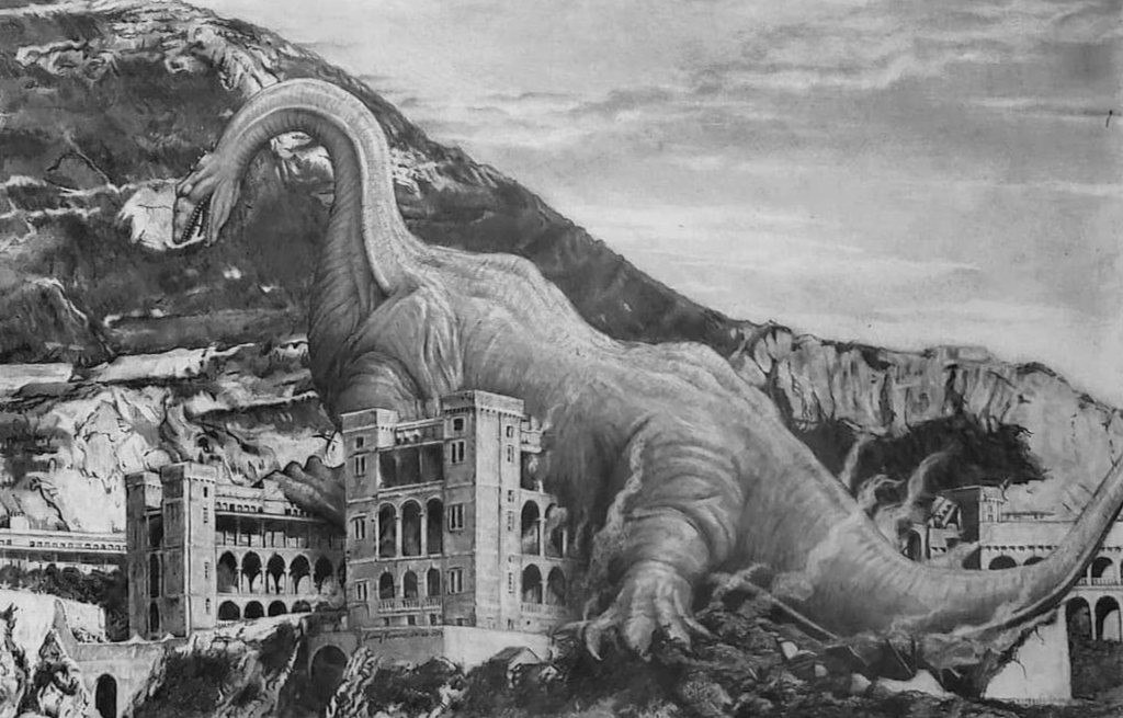 This cool illo was commissioned by Greg Noneman for his 2019 Gfest panel 'Nessie: The Kaiju that Hammer Loched Away'