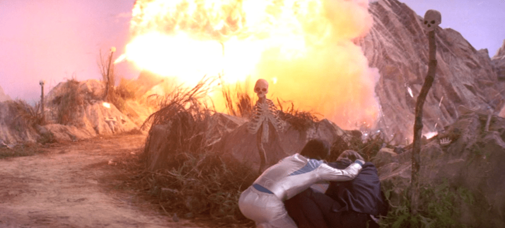 The villains' lair explodes!