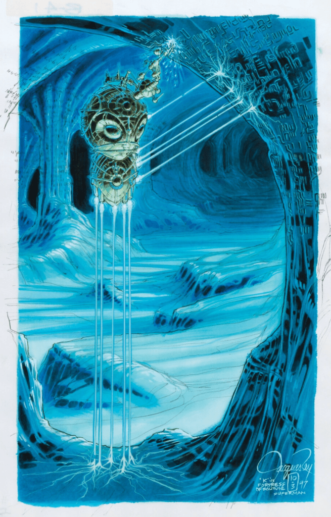 Kryptonian character 'K' in the Fortress of Solitude