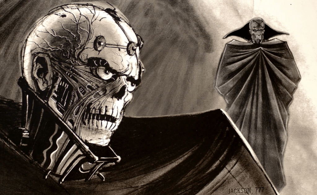 Brainiac with a Dracula-like cape