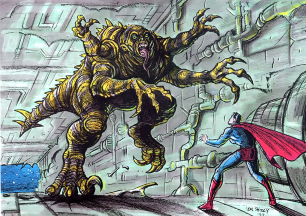 Pete Von Sholly's cool concept art for a monster in Brainiac's intergalactic zoo