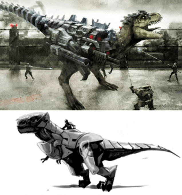 Tyrannosaurus-in-body-armour concept art