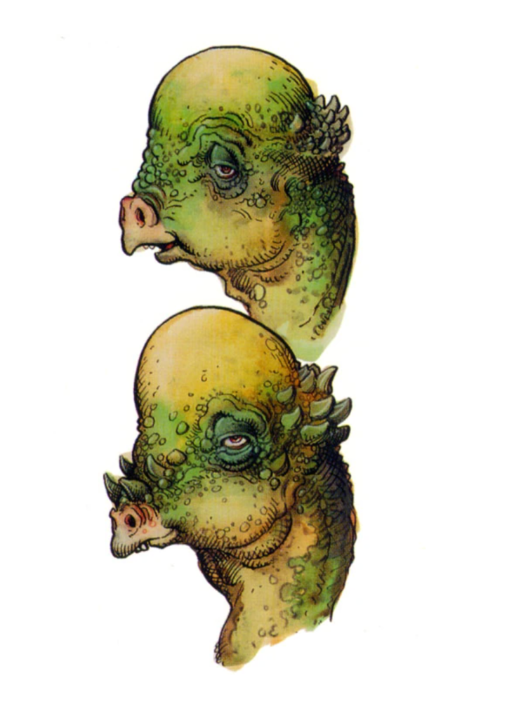 William Stout's concept for two Pachycephalosaur characters