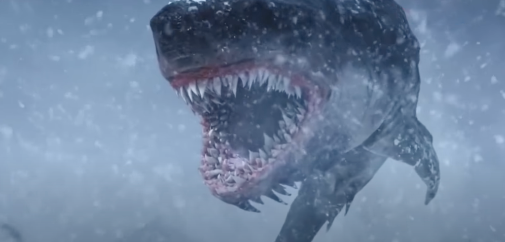 The shark opens its toothsome maw!