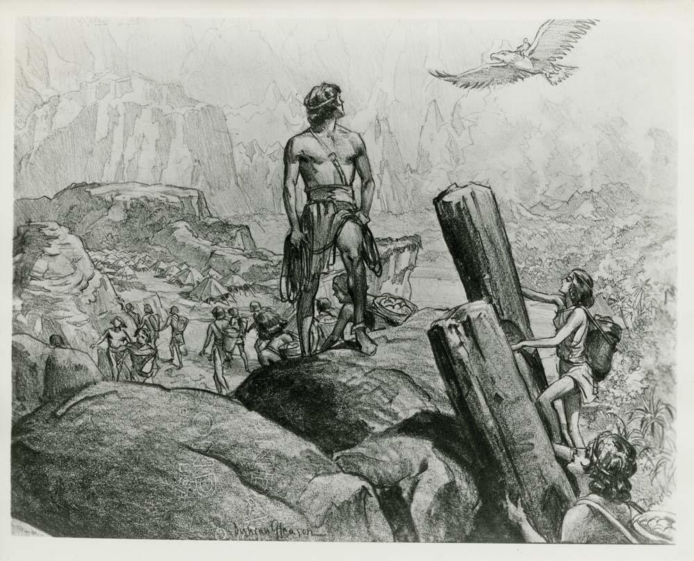 An eagle rider flies overhead