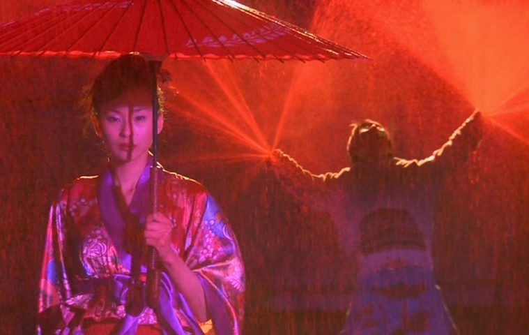 Ruka needs an umbrella to keep all the spurting blood off her!