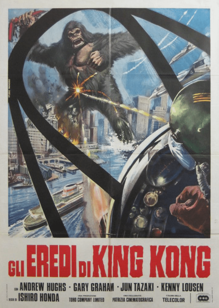 Italian poster - making DESTROY ALL MONSTERS look like a King Kong movie!