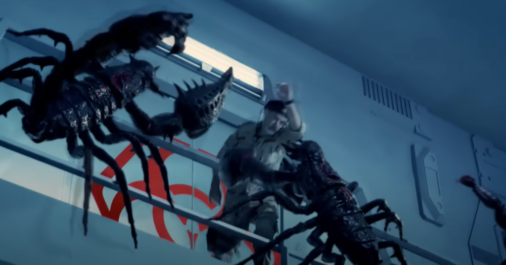 A bad guy gets overrun by the scorpions: he deserved it!