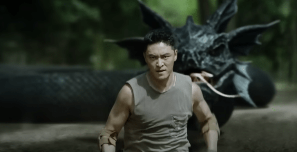 There's a giant snake right behind you, mate!