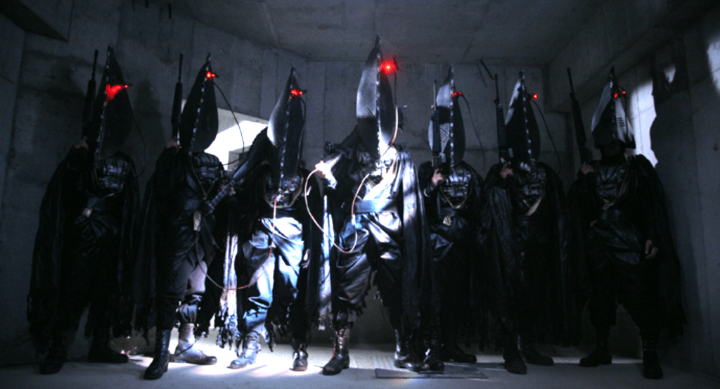 The border guards wear very distinctive helmets