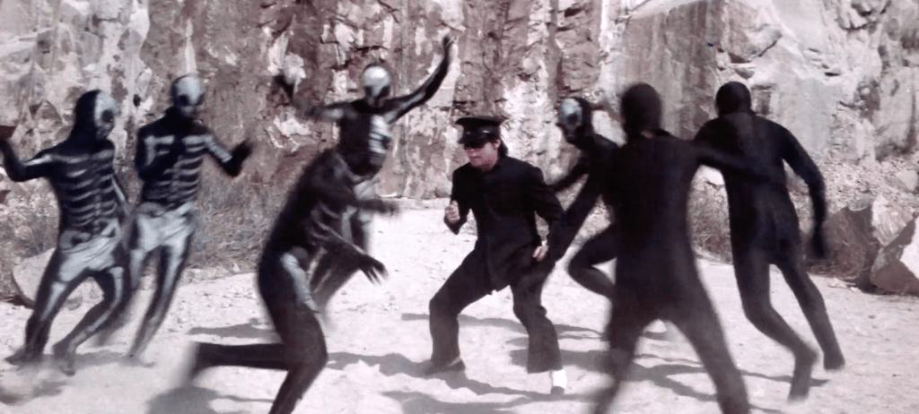 Dracula's skeleton henchmen run rings around Bruce!