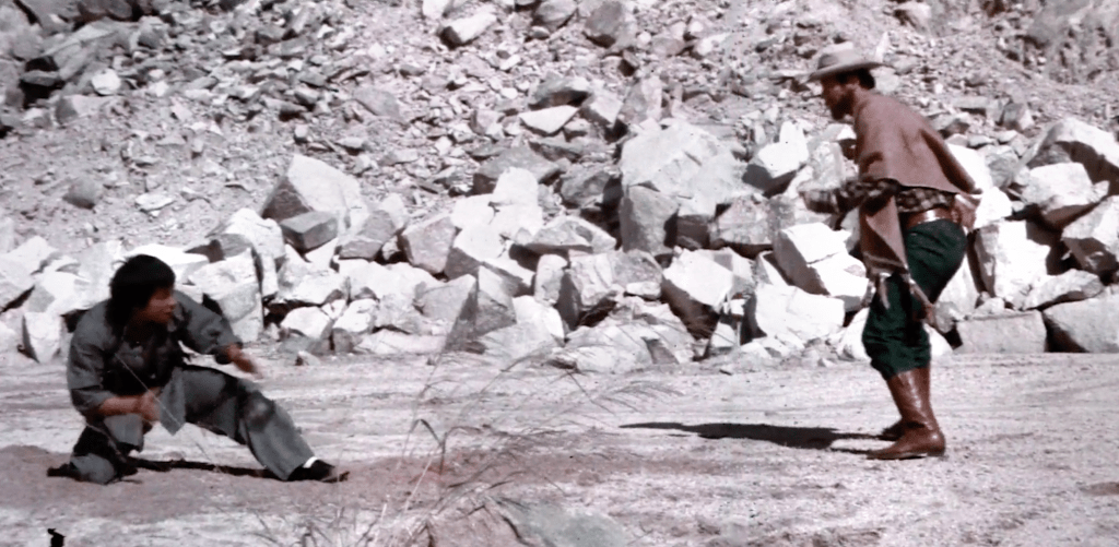 Bruce Lee faces-off against Clint Eastwood in that same bloody quarry!