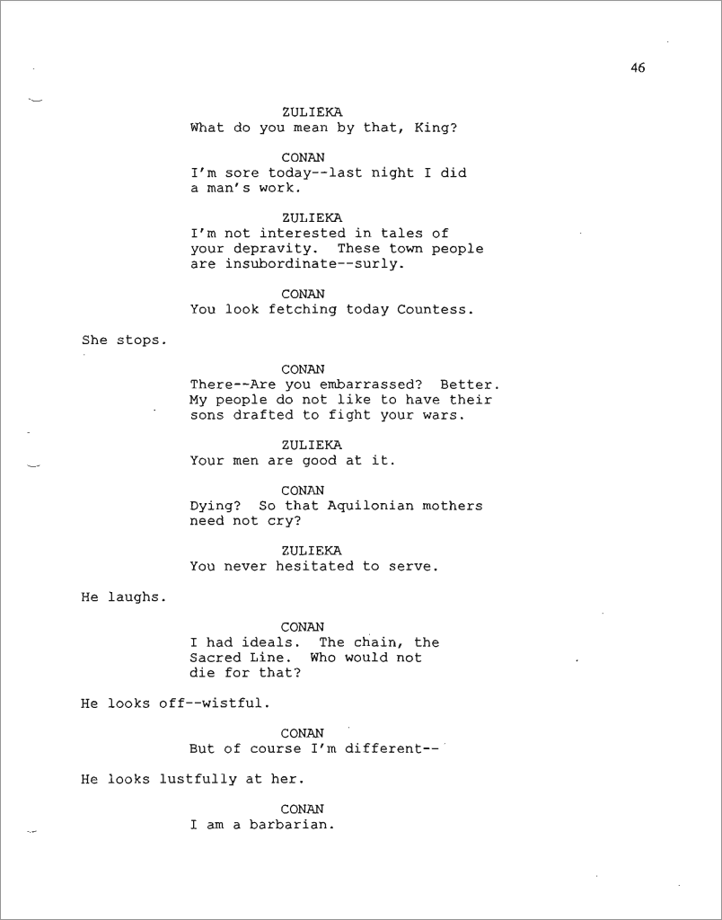 A sample page from the script