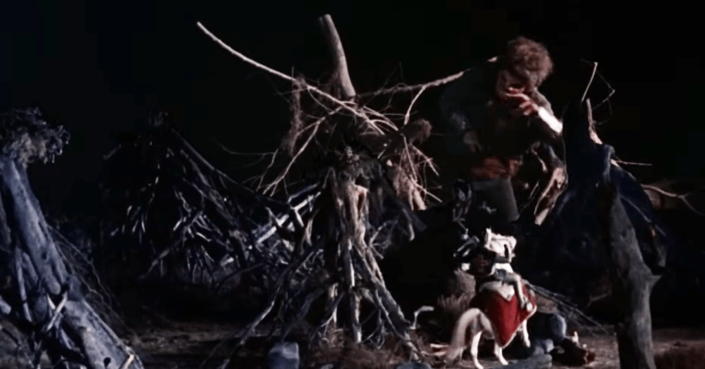 George, on his trusty steed, fights the ogre!