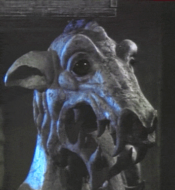 The way Bert I. Gordon adds a real animal's eye to this stone statue is creepy!