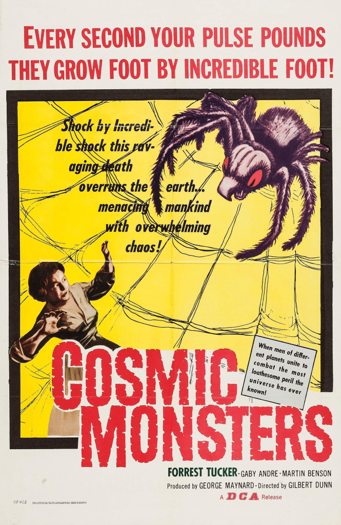 The poster claims 'this ravaging death overruns the earth...' but the whole story is set in a small UK village!