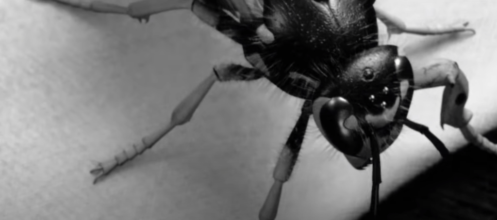 Above: some shots of an oversized mutant wasp briefly seen perched on a woman's head. I would've liked a few more scenes like this!