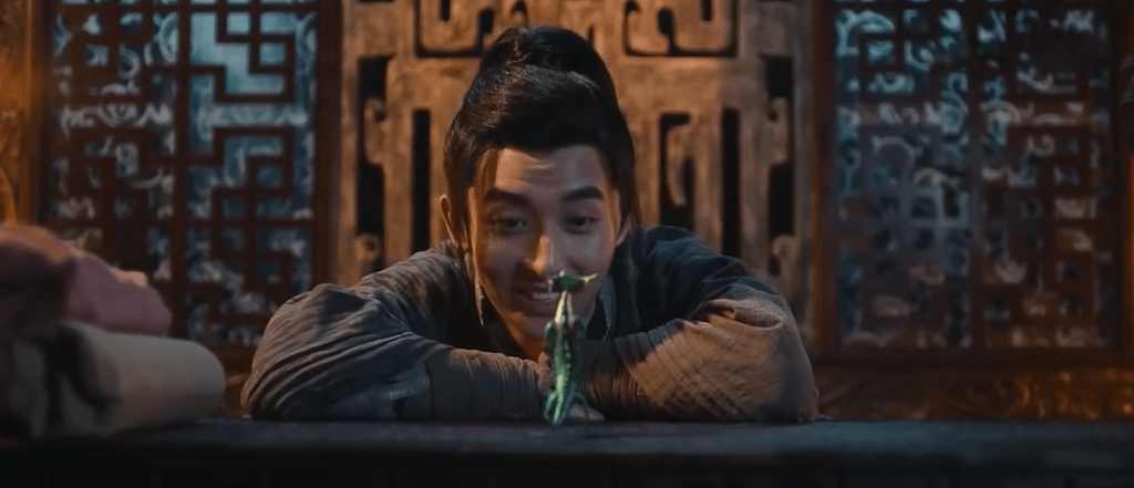 Above: three shots from a scene where Xiang chats with a tiny dragon, which is the embodiment of the energy now inside him 