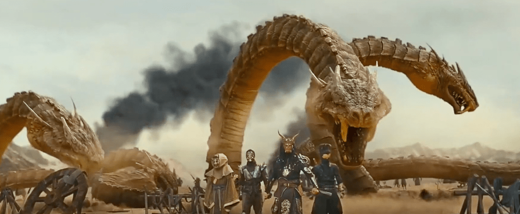 The masked bad dudes and their hydra-monster!