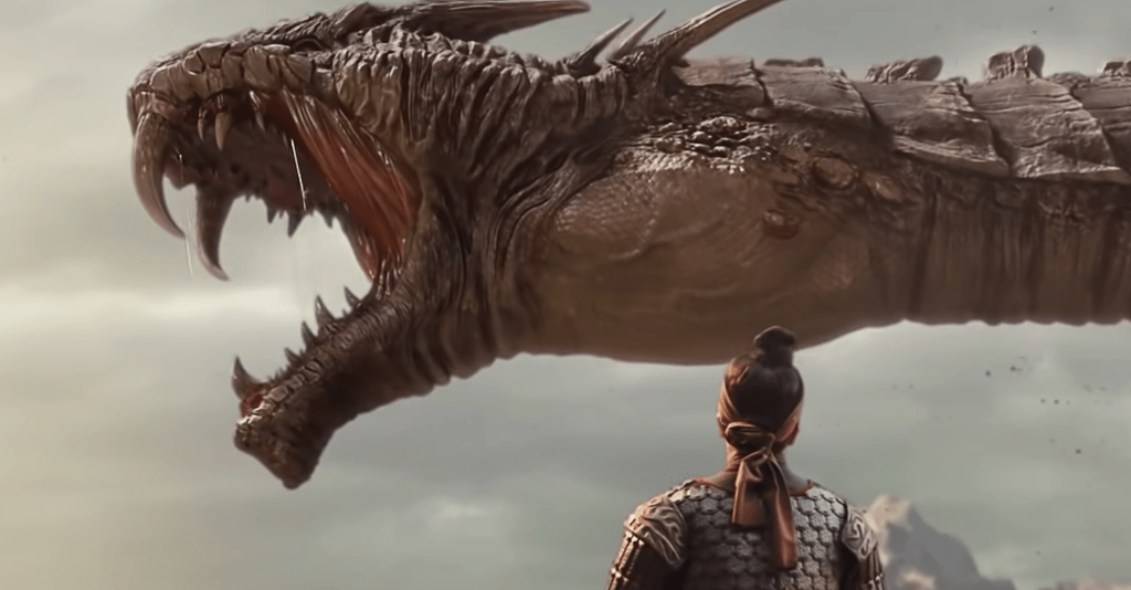 One of the hydra-creature's toothy heads