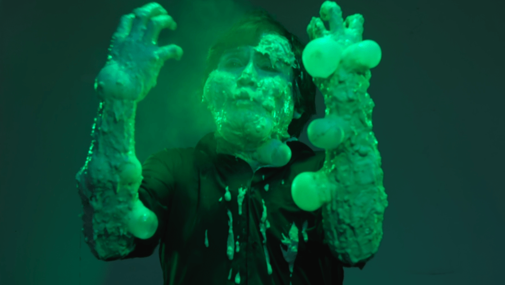 Above: three shots of Magusu falling victim to a monk, who makes the evil magician's skin blister and melt!