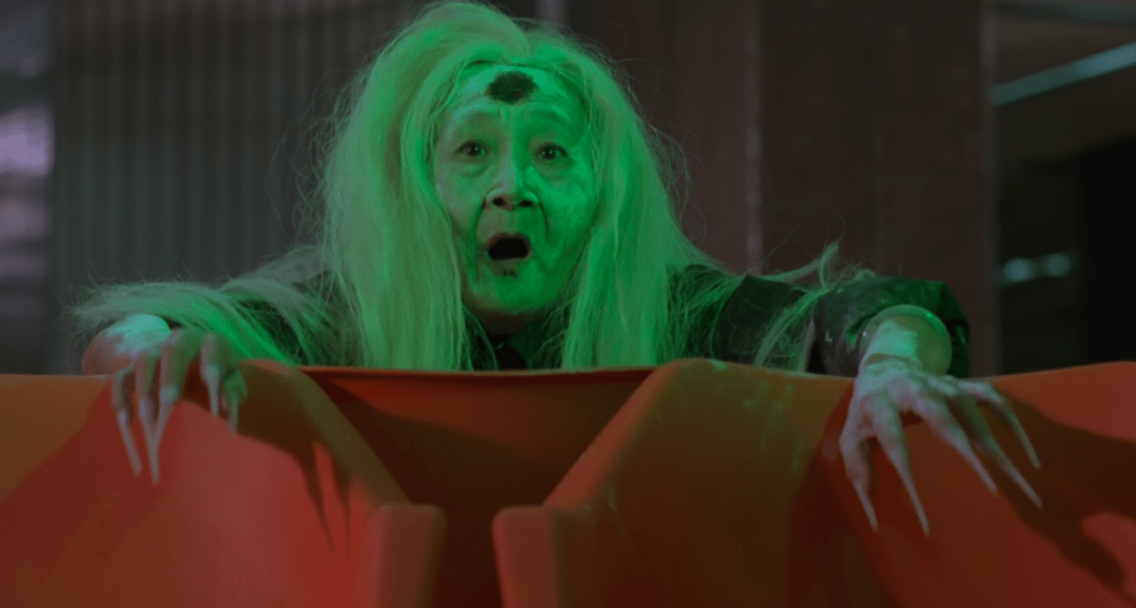 Magusu, for some reason, turns into an old hag!