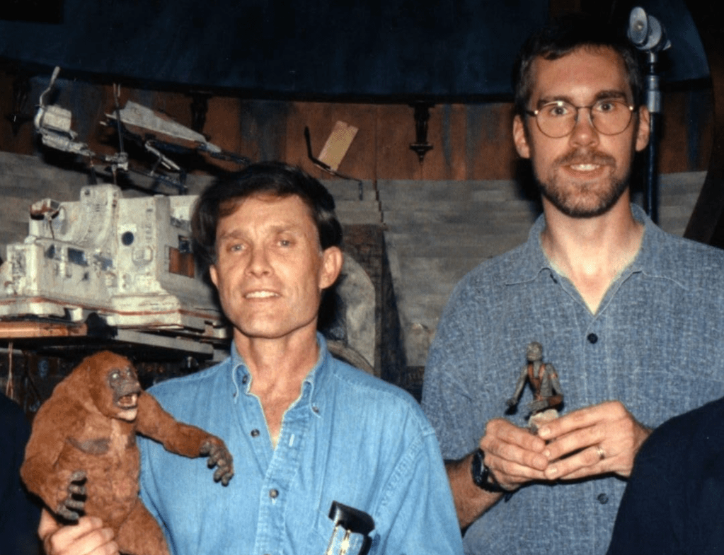 David Allen and Chris Endicott pose with stop-motion puppets 