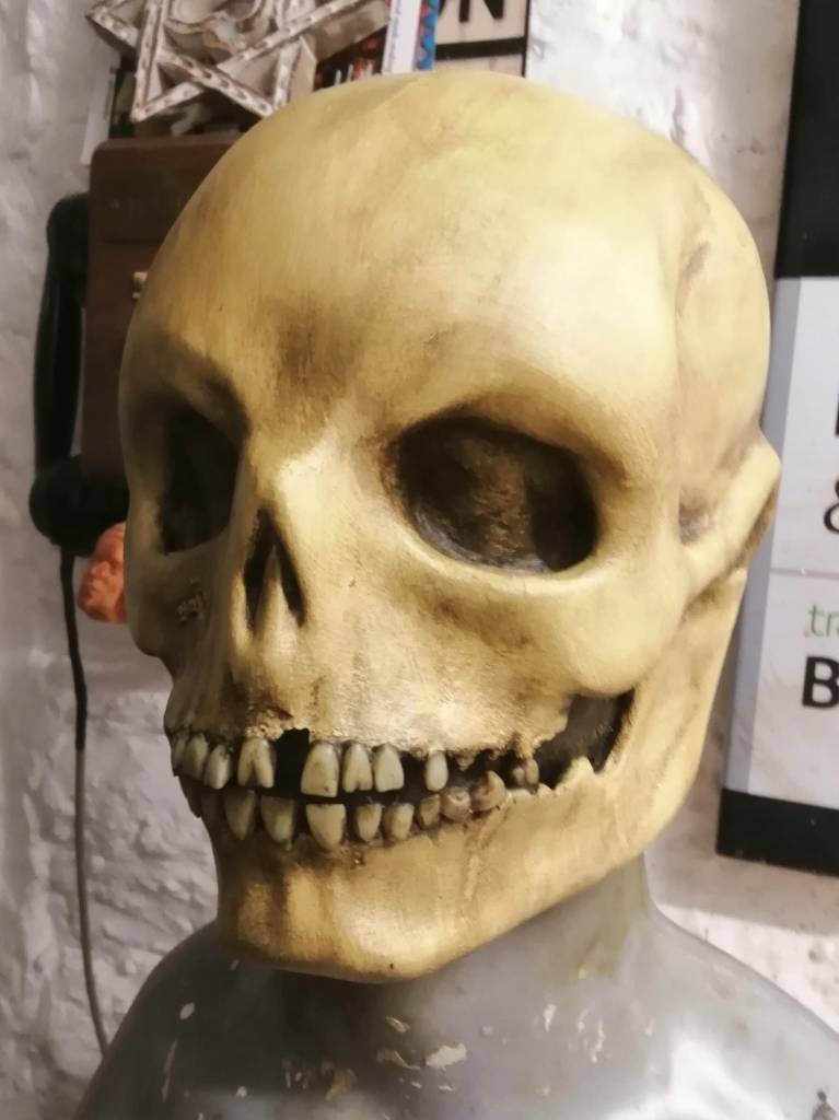 The Soldier Zombie's skull-head was made from Carte Lana wool paper, then covered in rubber and cotton batting