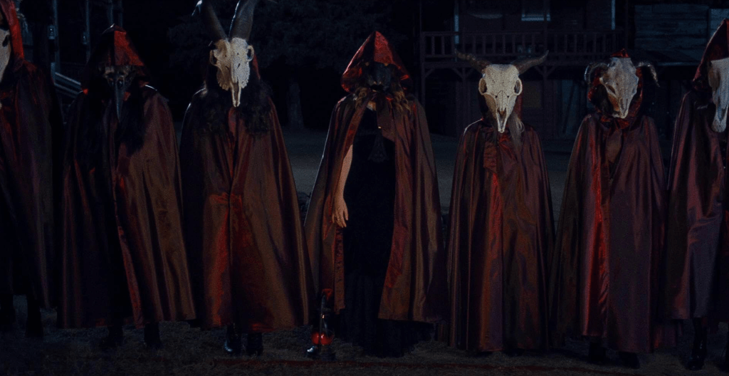 Above: a couple of shots of the witches kitted out in their folk horror-style gear