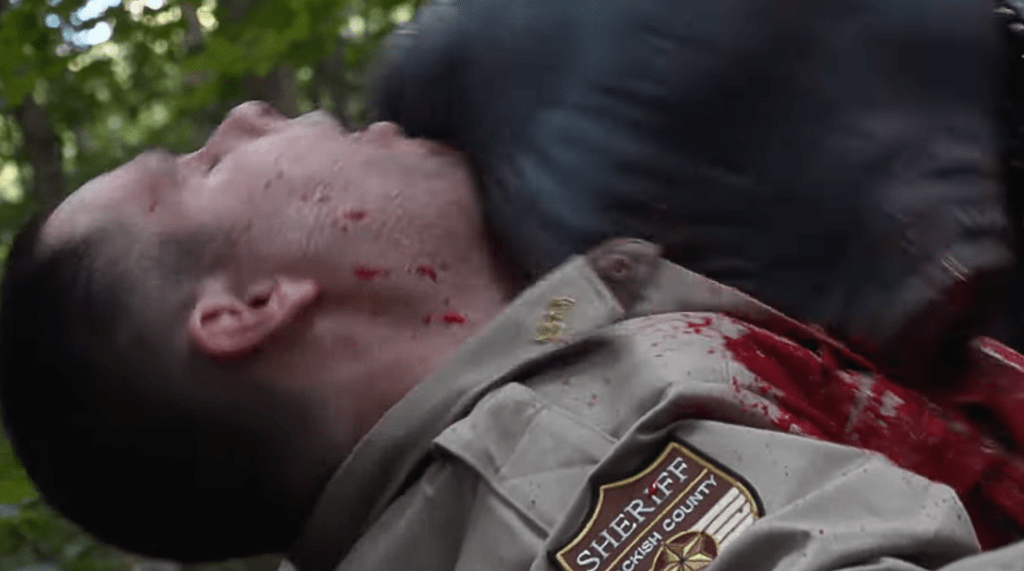 A cop gets ripped up!