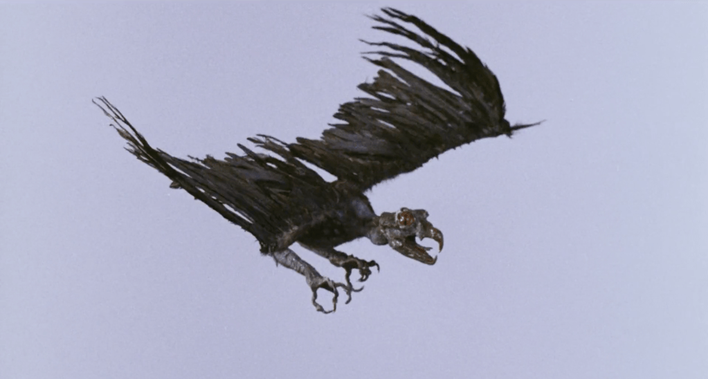 The animated monster bird swoops through the air!