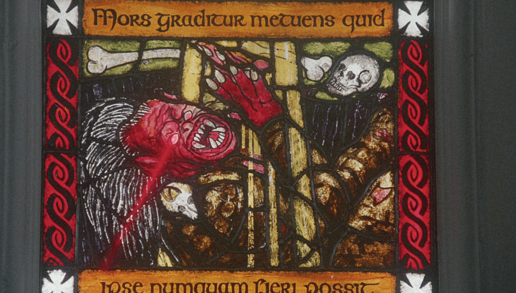 The demonic creature depicted in the stained glass is no mere myth...