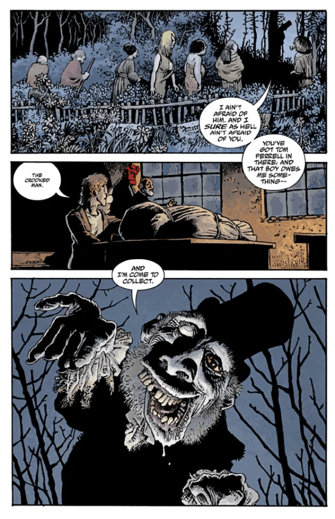 A page from the comic book, written by Mike Mignola and drawn by Richard Corben
