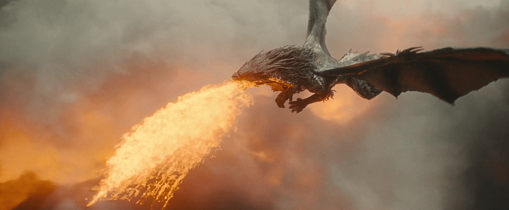 The dragon's flame-breath has a lava-like quality to it